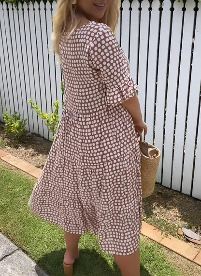 CRISTALE - ROBE MIDI FLUIDE À MANCHES COURTES