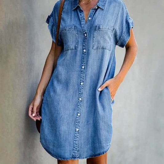 Camille | Robe chemise en jean élégante