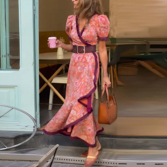 CRISTINE - TENUE LONGUE ROSE ROMANTIQUE