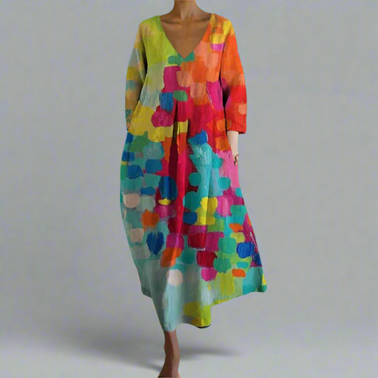 Ursa | Robe colorée à col en V