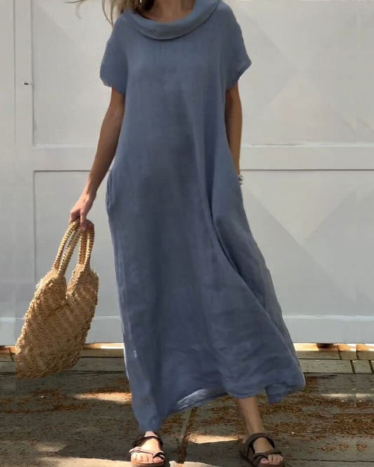 Iona™ | Robe effet lin avec col élégant