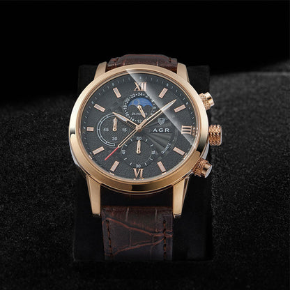 Montre à quartz de luxe en cuir