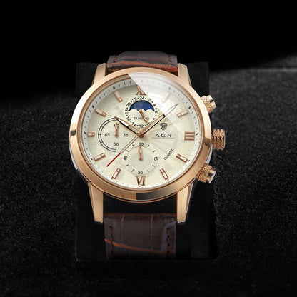 Montre à quartz de luxe en cuir