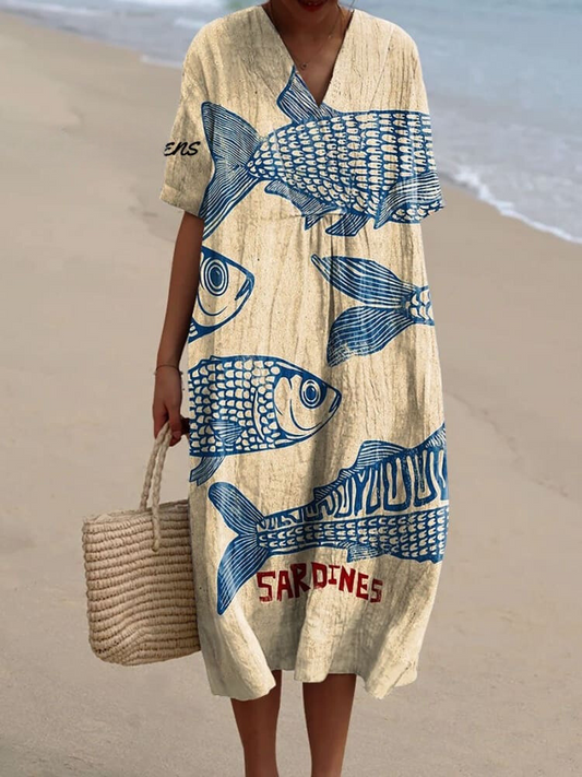 Siya - Robe à imprimé d'art vintage