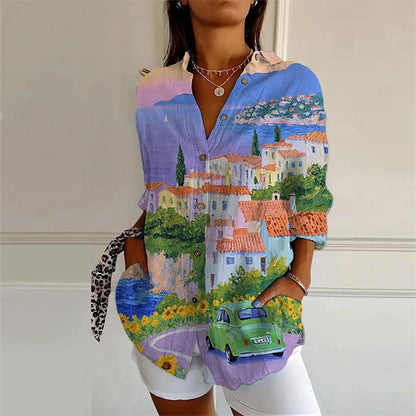 Chemise à col imprimé floral de rêve