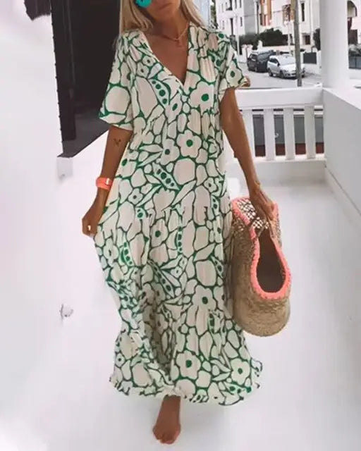 Quinna | Robe florale élégante à col en V