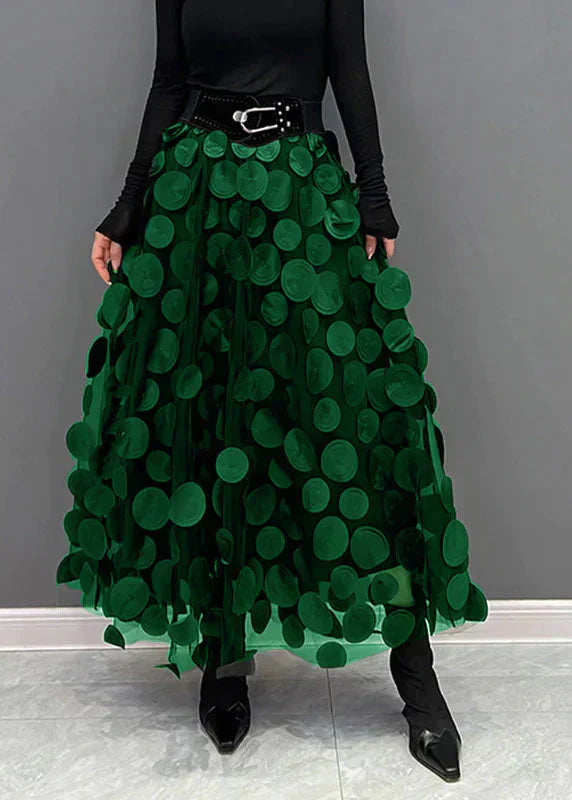 Christelle | Jupe élégante en tulle patchwork à pois noirs