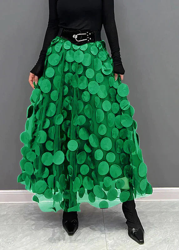 Christelle | Jupe élégante en tulle patchwork à pois noirs