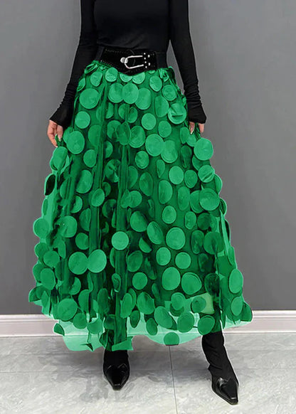 Christelle | Jupe élégante en tulle patchwork à pois noirs