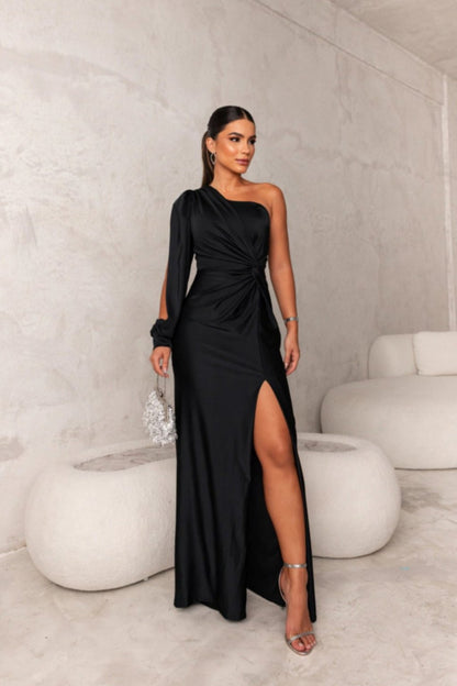Araceli | Robe en satin à une manche