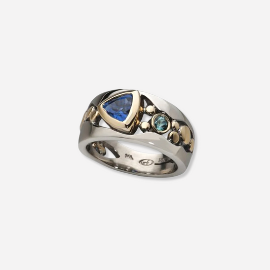 Bague en cristal bleu vintage Sienna