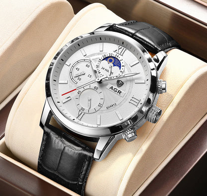 Montre à quartz de luxe en cuir
