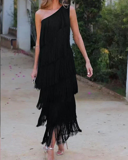 Dalia - Robe élégante à franges