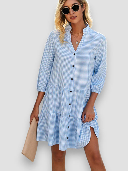 Blanche | Robe à carreaux