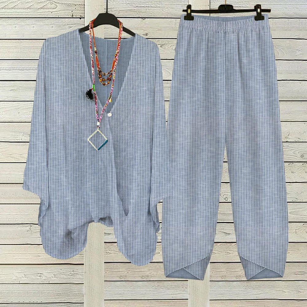 Ensemble deux pièces à rayures bleues