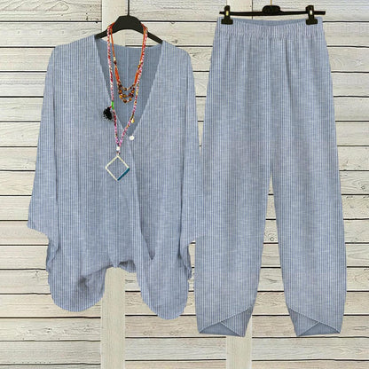 Ensemble deux pièces à rayures bleues