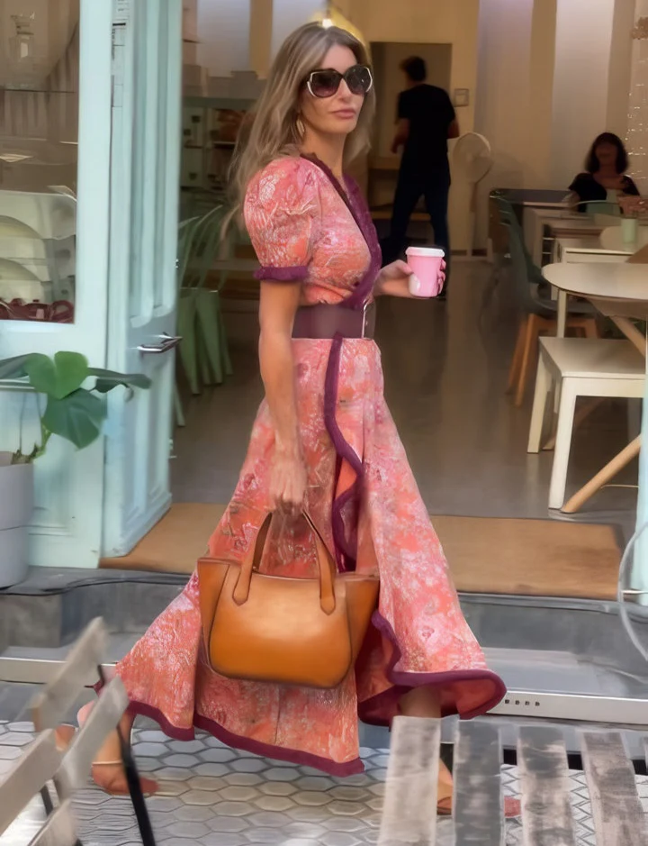 CRISTINE - TENUE LONGUE ROSE ROMANTIQUE