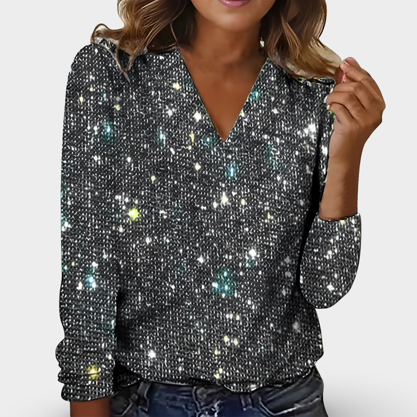 Isolde™ – Blouse col V scintillante