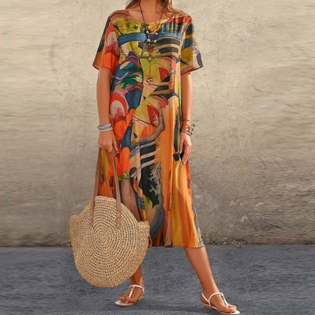 Yovi | Robe midi à imprimé artistique