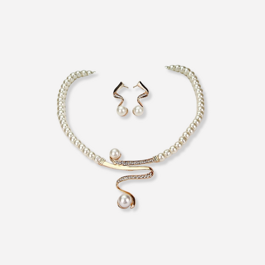 Collier de perles Vénus + boucles d'oreilles