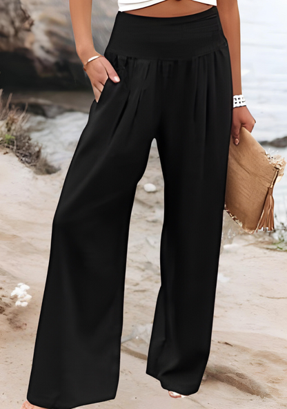 Lily Pantalon de Plage Fluide avec Jambes Larges