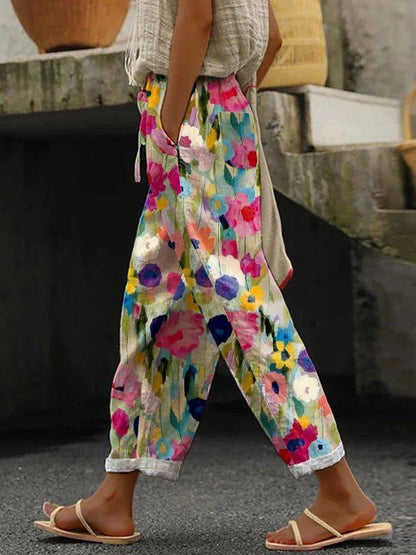 Pantalon à poche latérale imprimé attrayant