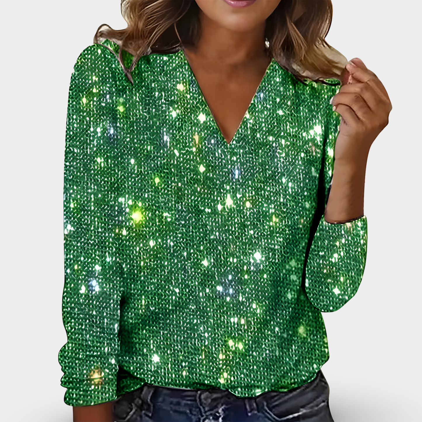 Isolde™ – Blouse col V scintillante