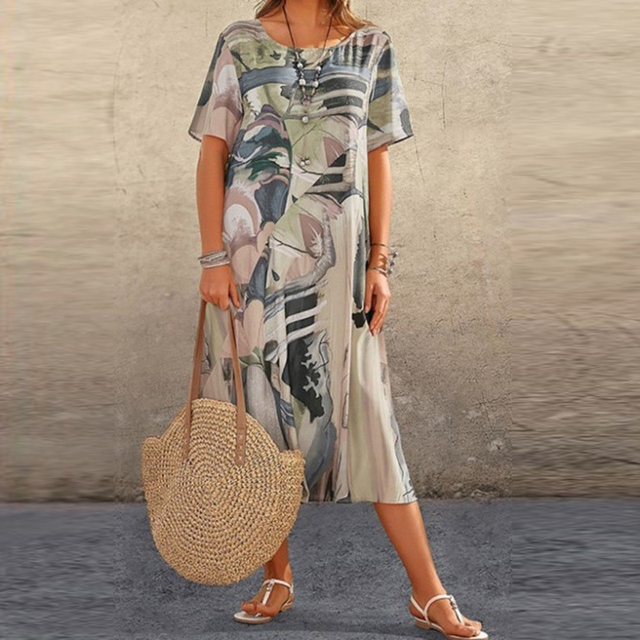 Yovi | Robe midi à imprimé artistique