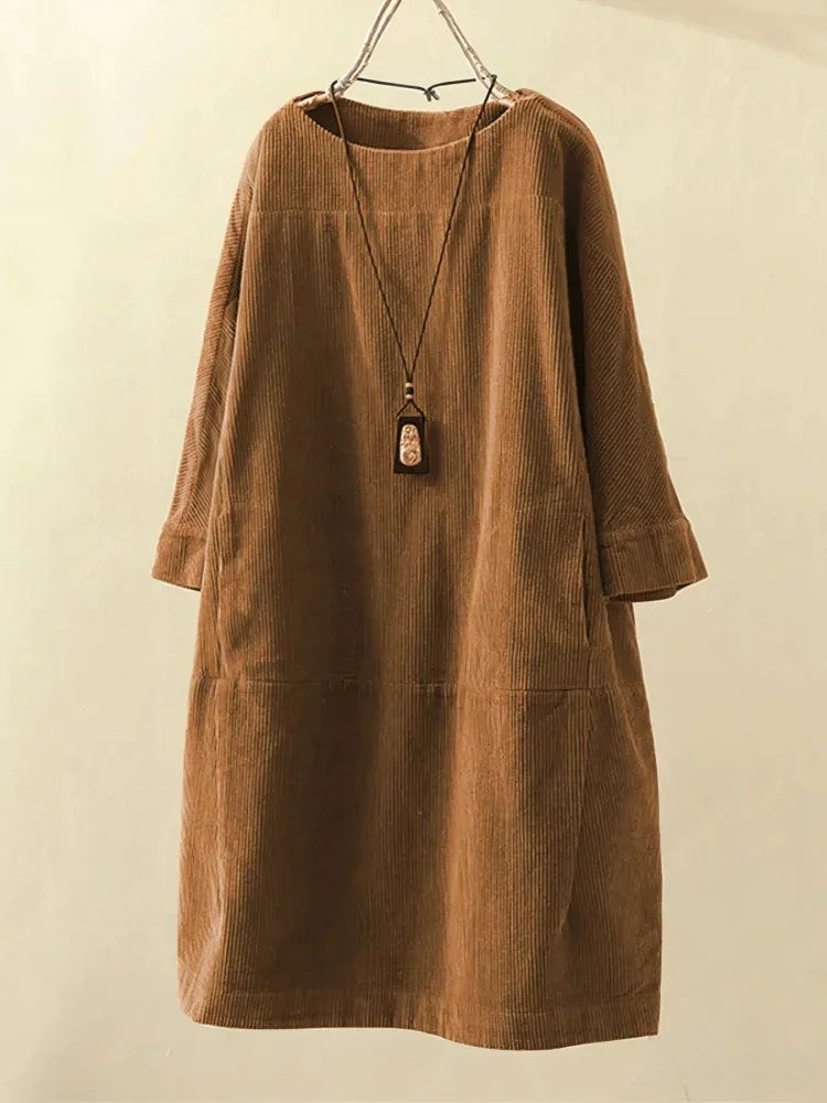 Non Dualité | Robe décontractée vintage en velours côtelé