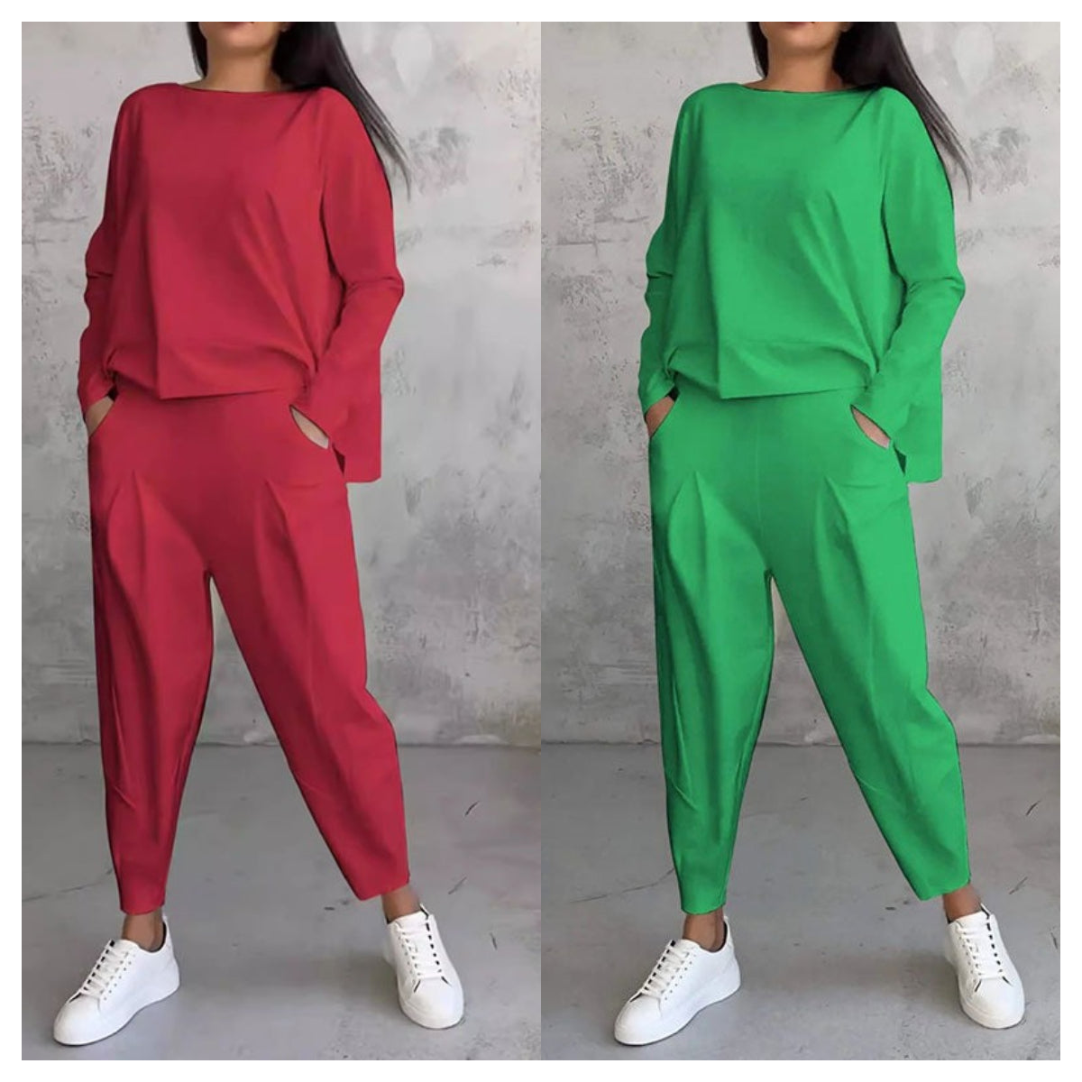 FRANÇOISE - ENSEMBLE 2 PIÈCES HAUT À MANCHES LONGUES ET PANTALON