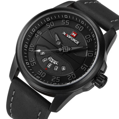Montre à quartz avec bracelet en cuir