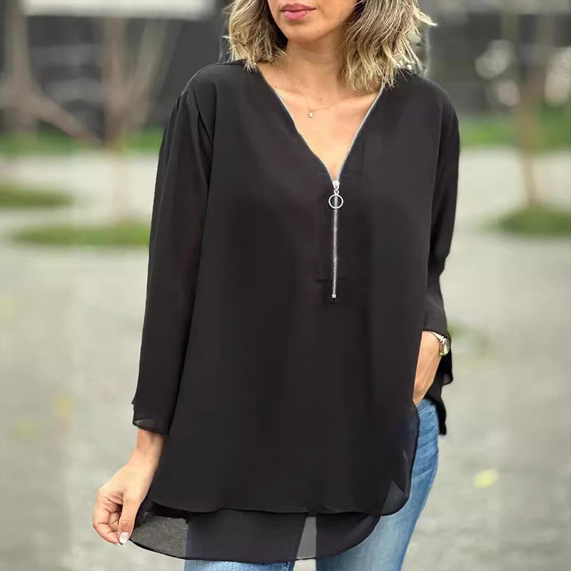 Heidi™ - Haut doublé lisse à col en V
