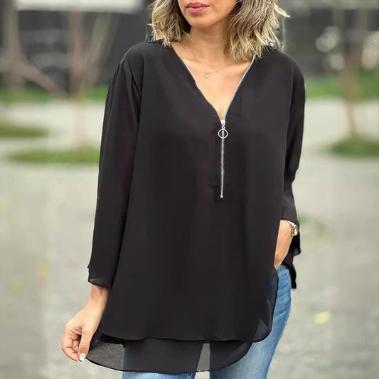 Heidi™ - Haut doublé lisse à col en V