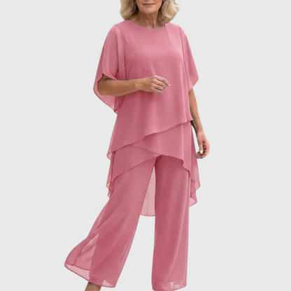 Ensemble avec pantalons palazzo drapés | Linda
