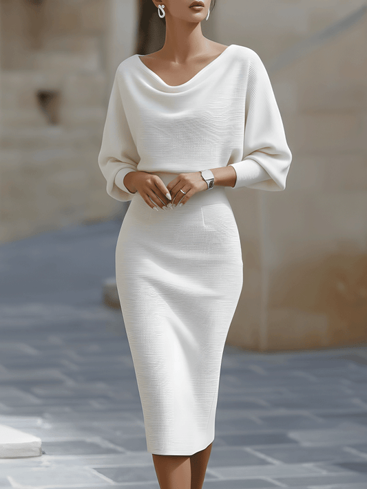 Clarisse™ — Robe midi drapée élégante intemporelle