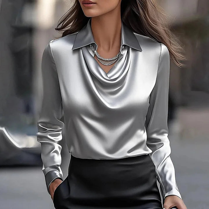 SERENA – BLOUSE EN SATIN ÉLÉGANTE AVEC ENCOLURE DOUCE