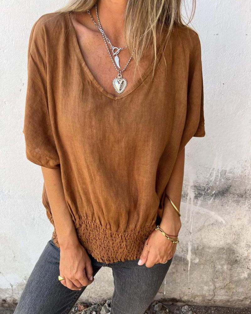 MÉLINE - T-SHIRT COL EN V PRÈS DU CORPS