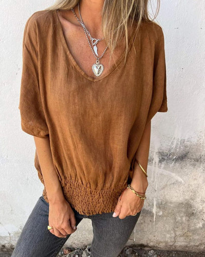 MÉLINE - T-SHIRT COL EN V PRÈS DU CORPS