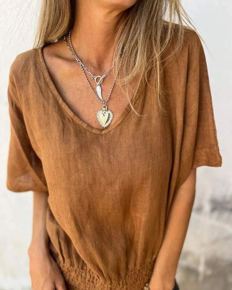 MÉLINE - T-SHIRT COL EN V PRÈS DU CORPS