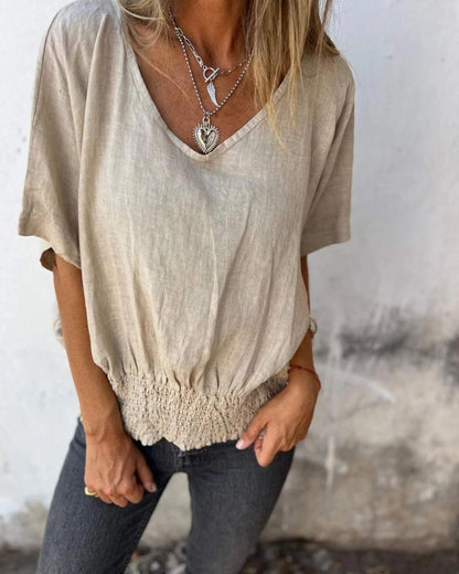 MÉLINE - T-SHIRT COL EN V PRÈS DU CORPS