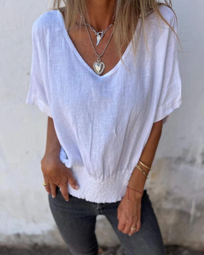 MÉLINE - T-SHIRT COL EN V PRÈS DU CORPS