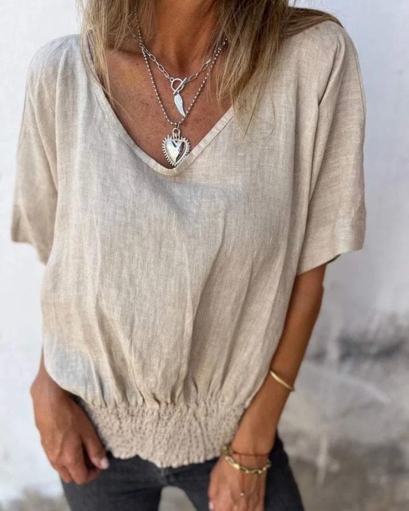 MÉLINE - T-SHIRT COL EN V PRÈS DU CORPS