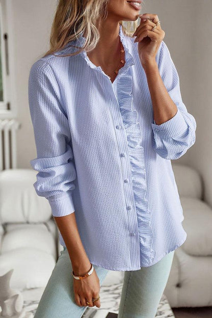 Chemise imprimée bleue à manches longues