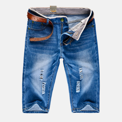 ÉLIAS – SHORTS JEAN À BORDS EFFILÉS
