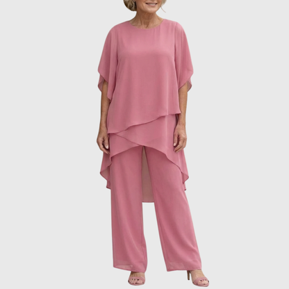 Ensemble avec pantalons palazzo drapés | Linda