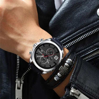 Montre de sport chronographe étanche au design militaire
