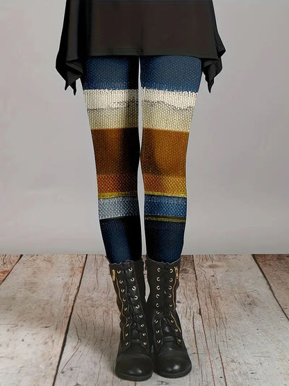 Leggings élégants à imprimé bloc de couleurs