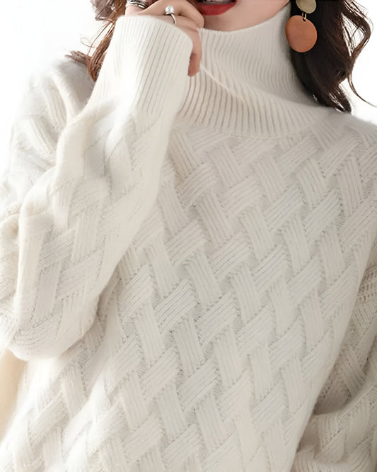 Pull chic à col roulé en cachemire doux