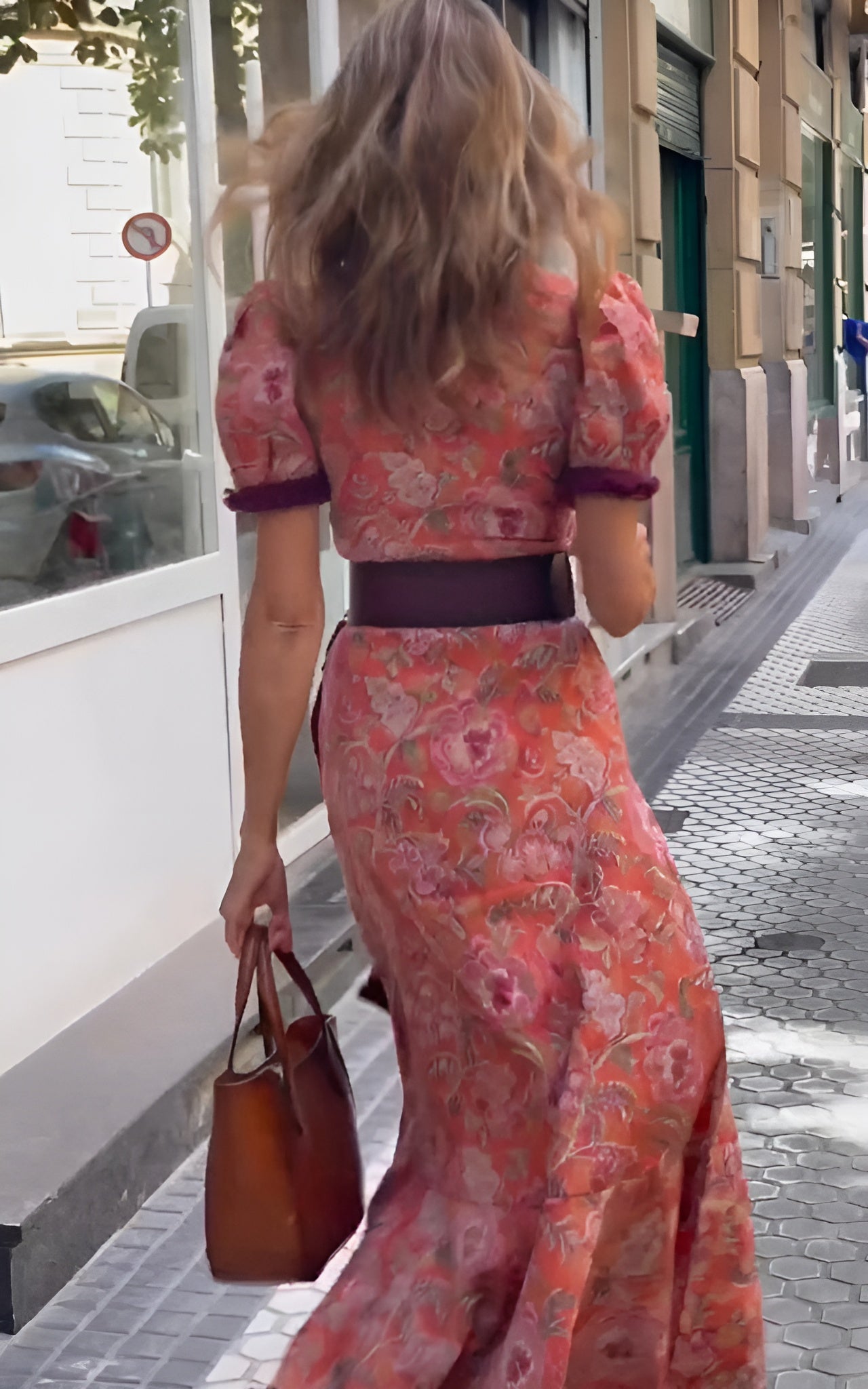 CRISTINE - TENUE LONGUE ROSE ROMANTIQUE