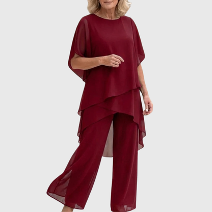 Ensemble avec pantalons palazzo drapés | Linda